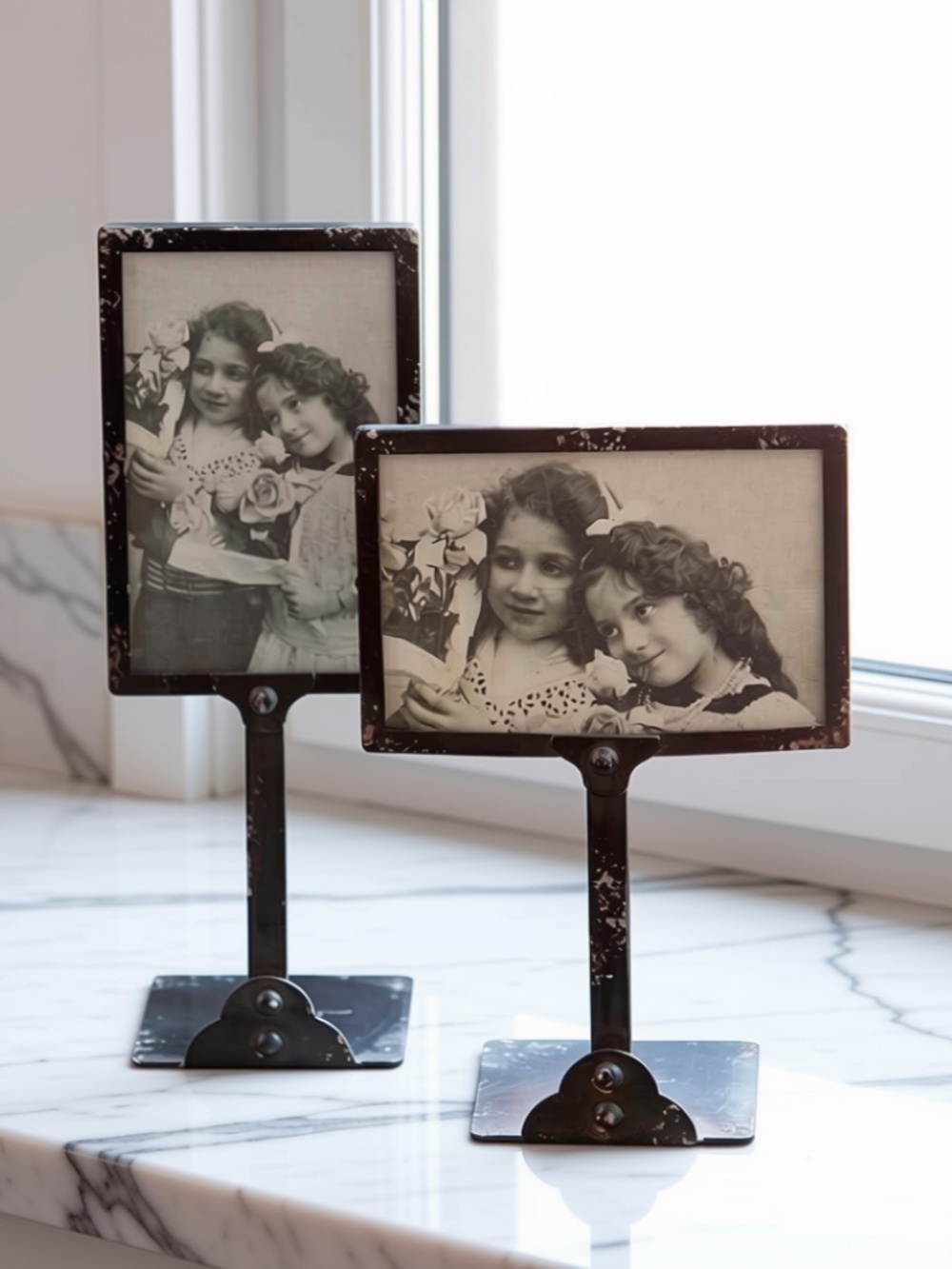 Vintage-Style Metal Bin Photo Frames